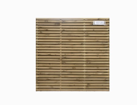 Harmony (Double Slatted) Panel features horizontal slats on both sides of the panel with an overlap.  Hence, this overlap allows air and light to still pass through, however visibility through panel is largely obscured.