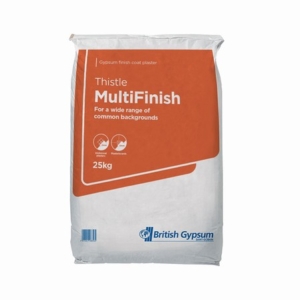This Multi Finish 25kg is plasterers' first choice for finishing most backgrounds. Quick and easy to apply, it has excellent workability and a reliable setting time.  Multi Finish 25KG is a gypsum finish plaster for use on a wide range or backgrounds. It provides a smooth, inert, high quality surface to internal walls and ceilings, and a durable base for the application of decorative finishes.